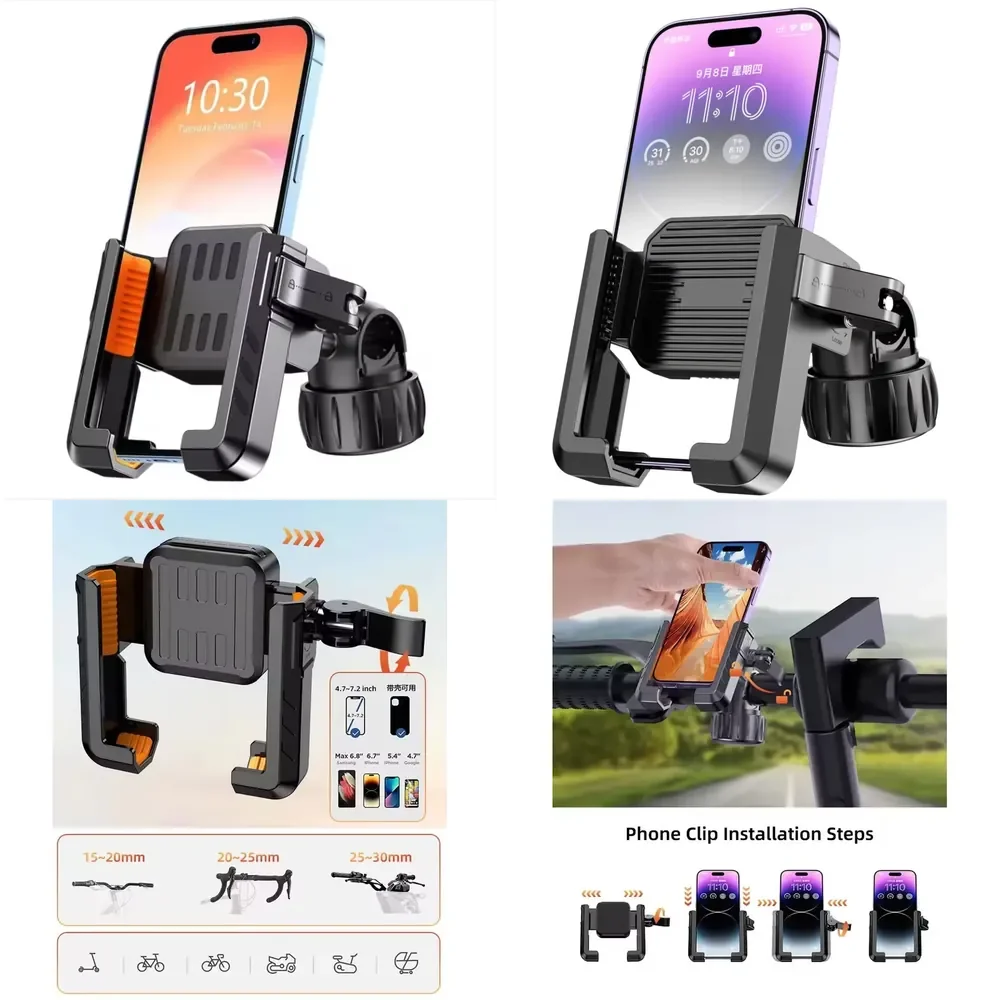 Half-pack Design Bike Cycle Motorcycle Phone Holder Mount 360-Degree E-Bike Cycling Handlebar Phone Mount for Video Recording
Half-pack Design Bike Cycle Motorcycle Phone Holder Mount 360-Degree E-Bike Cycling Handlebar Phone Mount for Video Recording