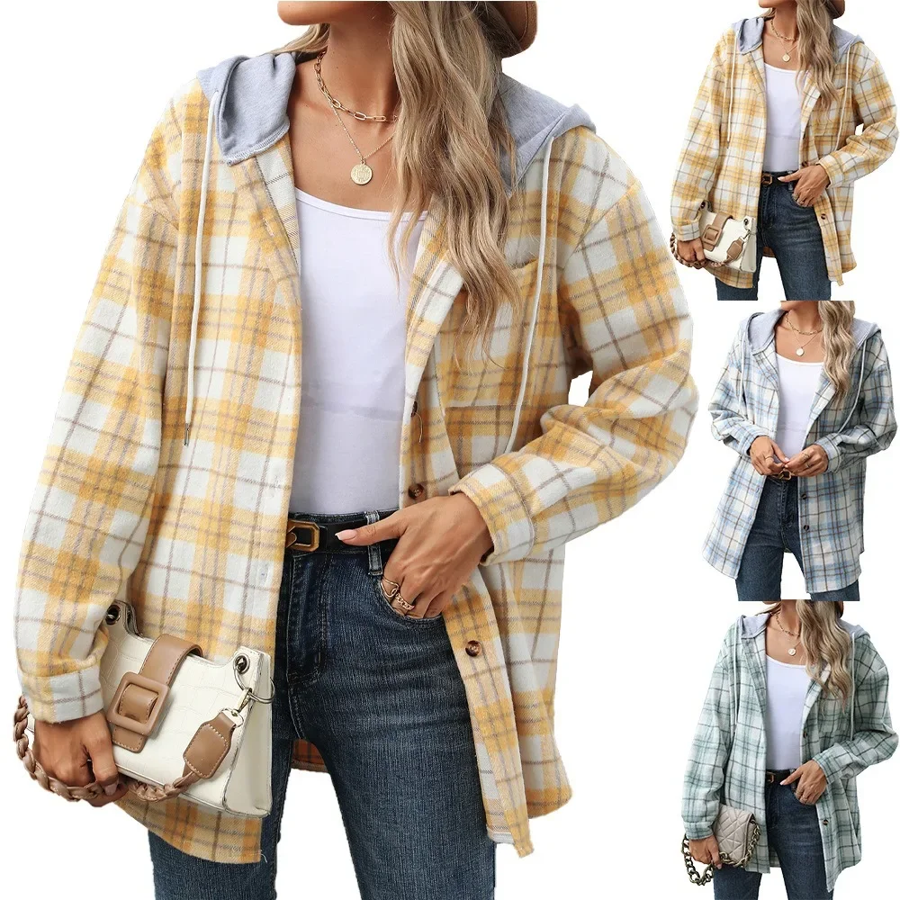 Women's Autumn and Winter Plaid Contrast Color Hooded Long-sleeved Loose Woolen Coat
Women's Autumn and Winter Plaid Contrast Color Hooded Long-sleeved Loose Woolen Coat