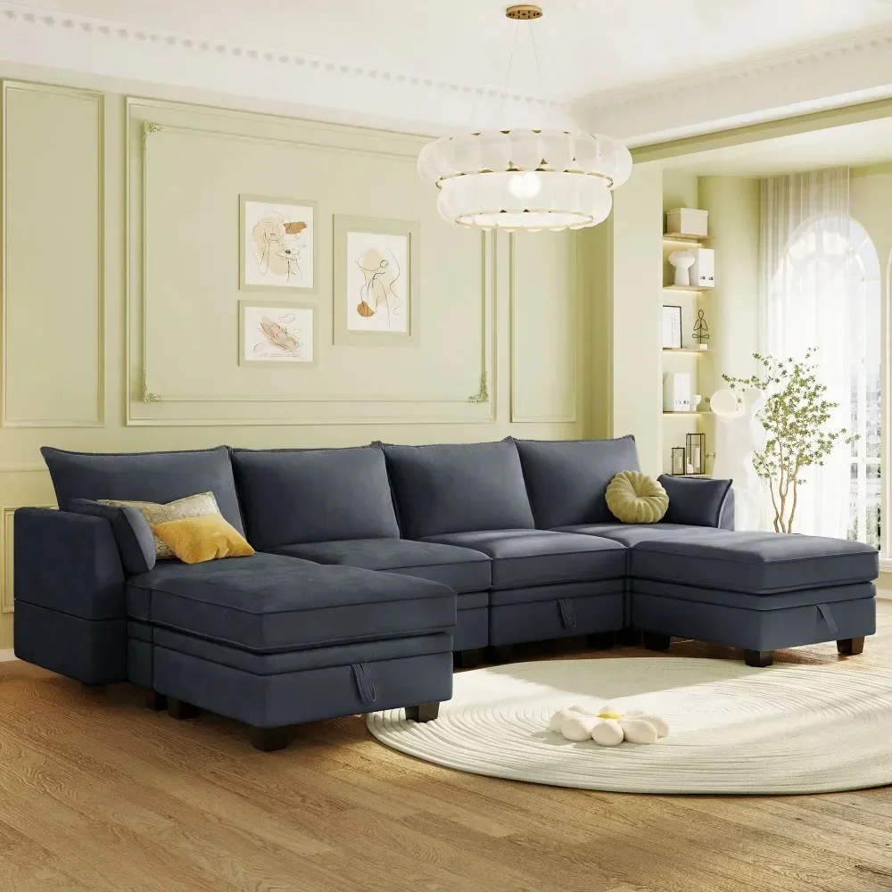 115.1''Modern Large Modular Sectional Sofa, U-Shape Convertible Sofa Bed with Reversible Chaise for Living Room, Storage Seat
115.1''Modern Large Modular Sectional Sofa, U-Shape Convertible Sofa Bed with Reversible Chaise for Living Room, Storage Seat