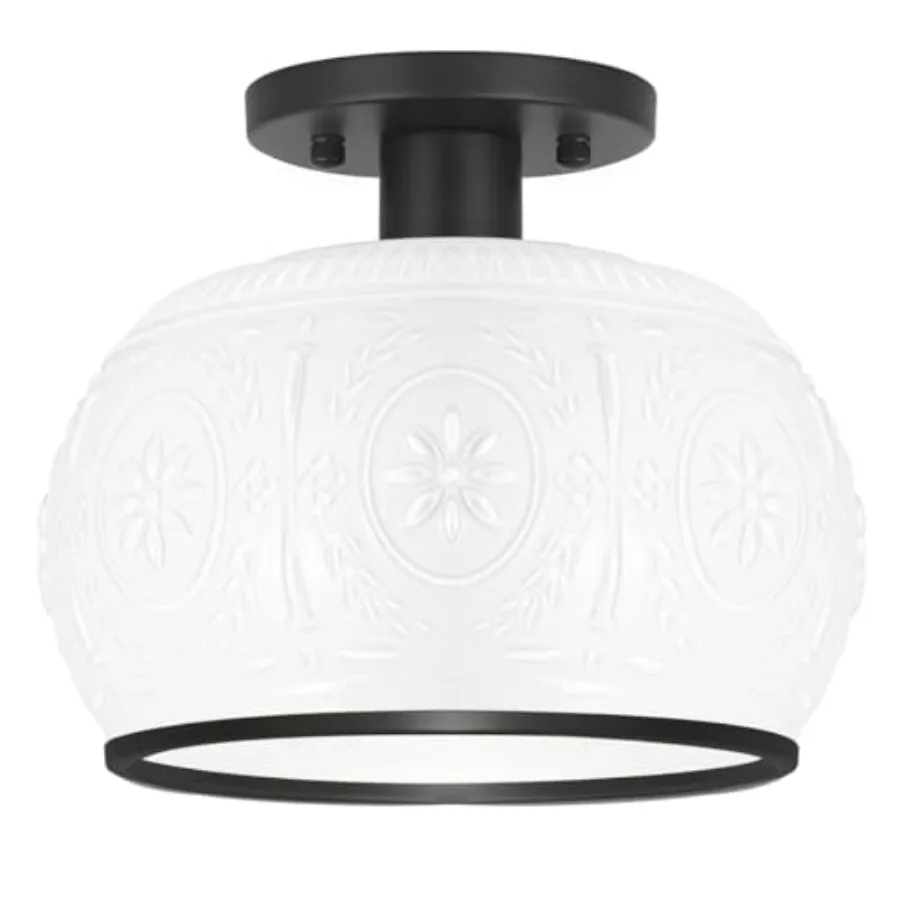 Matte Black Semi Flush Mount Ceiling Light with Milk Glass Shade Hallway Lighting Fixtures Vintage Ceiling Light for Kitchen Be
Matte Black Semi Flush Mount Ceiling Light with Milk Glass Shade Hallway Lighting Fixtures Vintage Ceiling Light for Kitchen Be