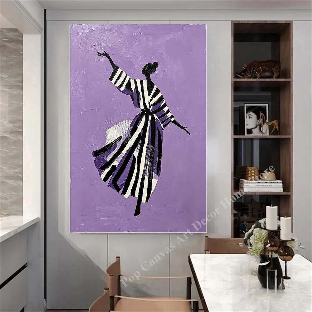 Hand-Painted Thick Impasto Purple Background Dancing Woman Silhouette Oil Painting Canvas Wall Art Modern Textured Home Decor
Hand-Painted Thick Impasto Purple Background Dancing Woman Silhouette Oil Painting Canvas Wall Art Modern Textured Home Decor