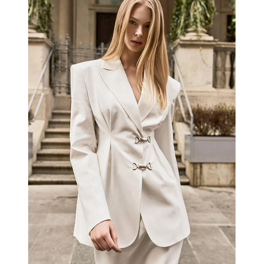 Simple Metal Single-Breasted Peak Lapel Women’s White Waist-Cinching Design Blazer&Bodycon Skirts 2 Piece Set Slim Fit Office
Simple Metal Single-Breasted Peak Lapel Women’s White Waist-Cinching Design Blazer&Bodycon Skirts 2 Piece Set Slim Fit Office