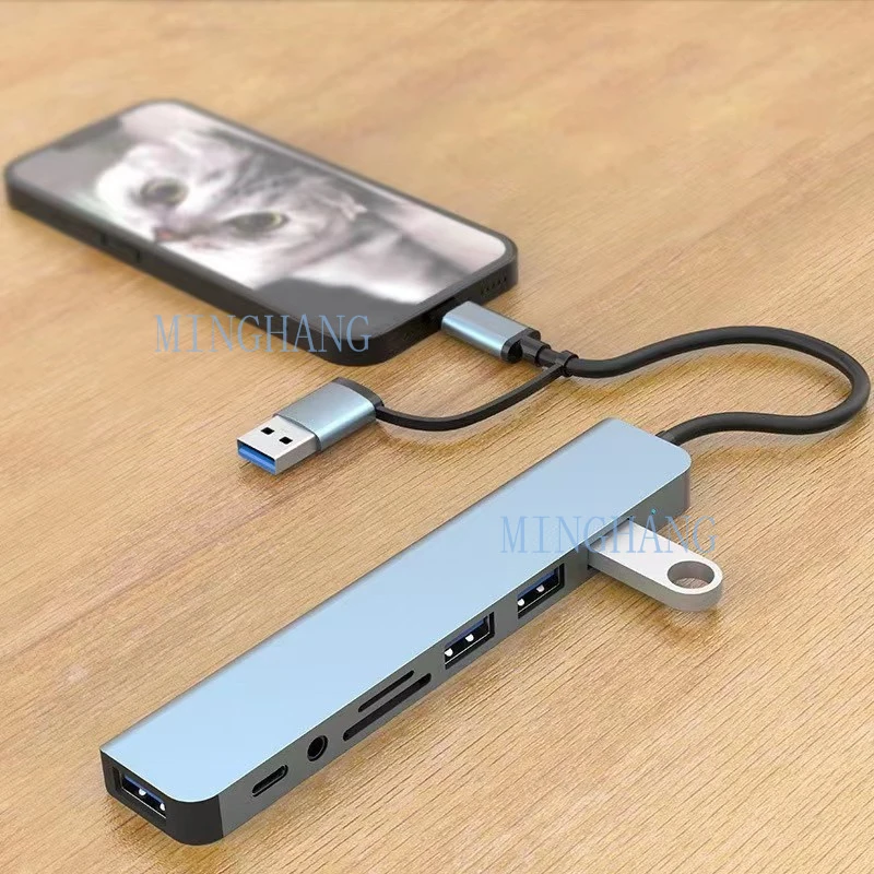 M 8 in1 Multiport Type C 3.5MM audio interface Adapter USB 3.0 Cable Hub
M 8 in1 Multiport Type C 3.5MM audio interface Adapter USB 3.0 Cable Hub