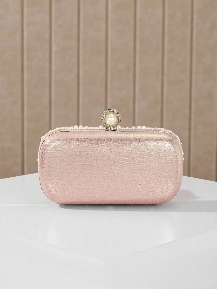 Womens Pink Faux Pearl Clutch Bag Evening Formal Party Mini Bag With Chain Strap
Womens Pink Faux Pearl Clutch Bag Evening Formal Party Mini Bag With Chain Strap