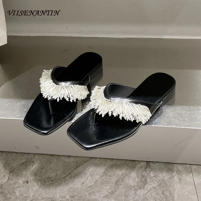 Newest Handmade Beaded Flower Clusters Flip Flops Women Genuine Leather Low Heel Sandal Fashion Women Slip on Casual Summer Shoe
Newest Handmade Beaded Flower Clusters Flip Flops Women Genuine Leather Low Heel Sandal Fashion Women Slip on Casual Summer Shoe