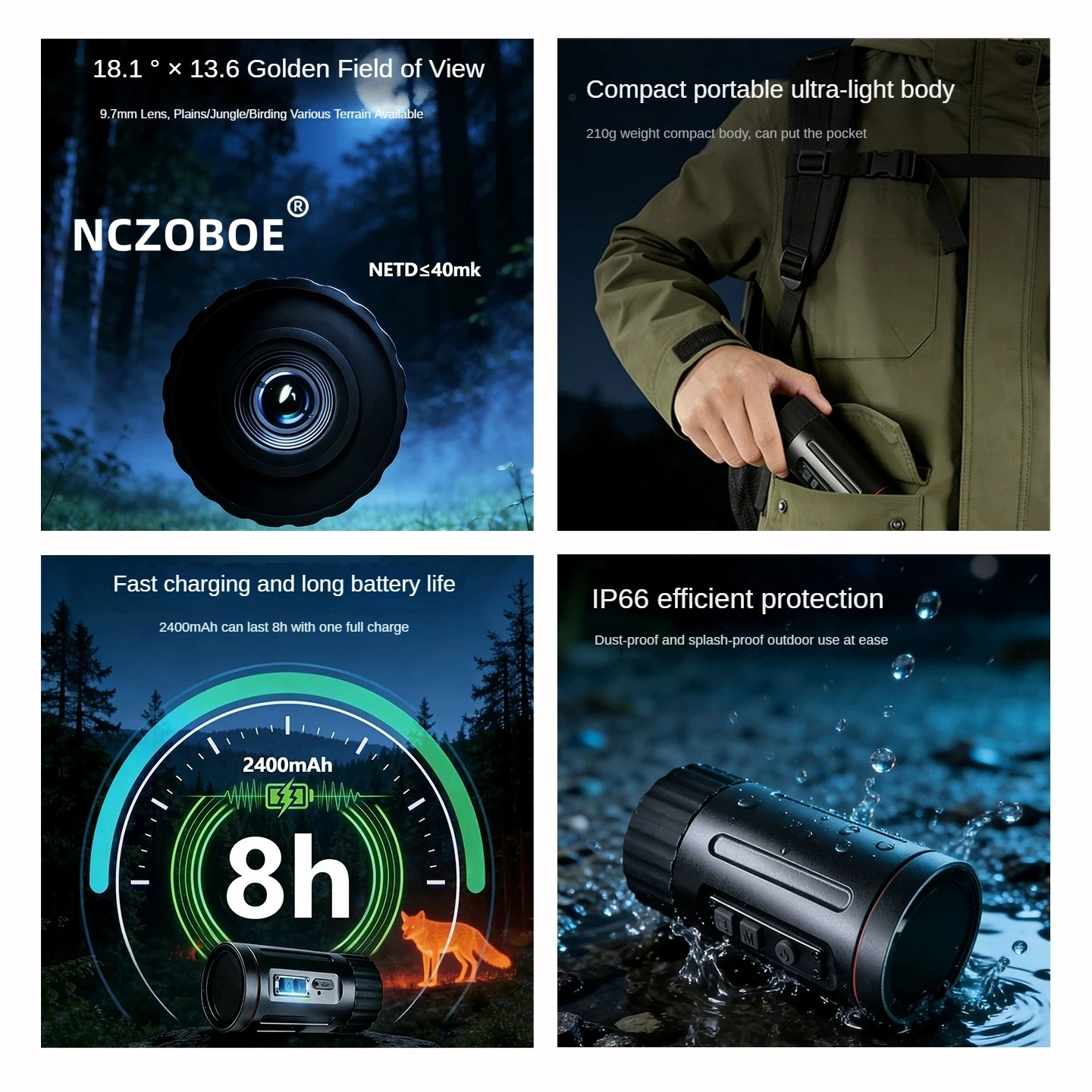 NCZOBOE Handheld IR Thermal Imaging Scopes Focus Monocular Night Camera Vision Scope For Hunting
NCZOBOE Handheld IR Thermal Imaging Scopes Focus Monocular Night Camera Vision Scope For Hunting