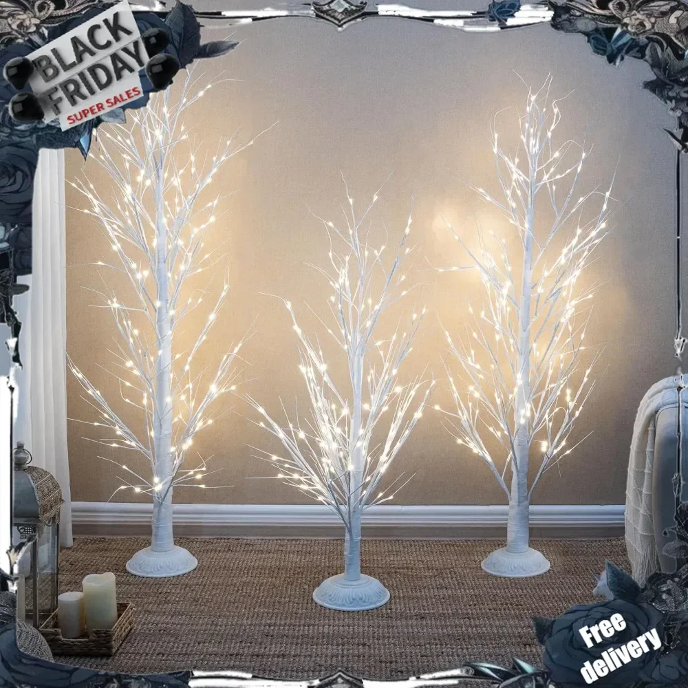 Lighted Christmas Tree Prelit Set of 3 LED Trees 4ft, 5ft, 6ft White Birch Tree with LED Lights and Remote Control
Lighted Christmas Tree Prelit Set of 3 LED Trees 4ft, 5ft, 6ft White Birch Tree with LED Lights and Remote Control