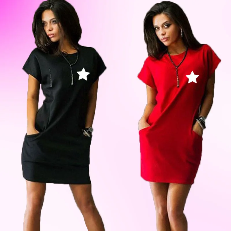 Ladies' fashionable pocket dress, seaside office casual dress, elegant women's loose summer short sleeved dress
Ladies' fashionable pocket dress, seaside office casual dress, elegant women's loose summer short sleeved dress