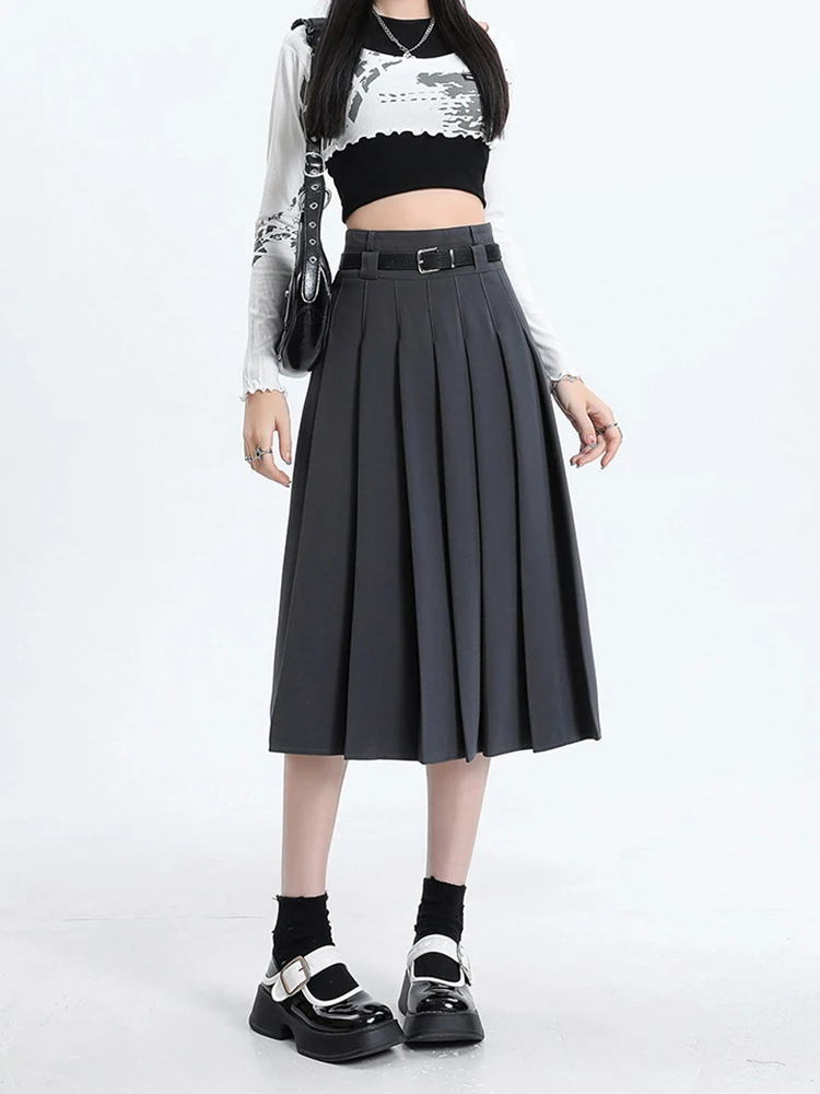 Женская плиссированная юбка с высокой талией в стиле преппи, А-силуэт, с поясом, осенне-зимняя, стройнящая, универсальная, средней длины
Женская плиссированная юбка с высокой талией в стиле преппи, А-силуэт, с поясом, осенне-зимняя, стройнящая, универсальная, средней длины