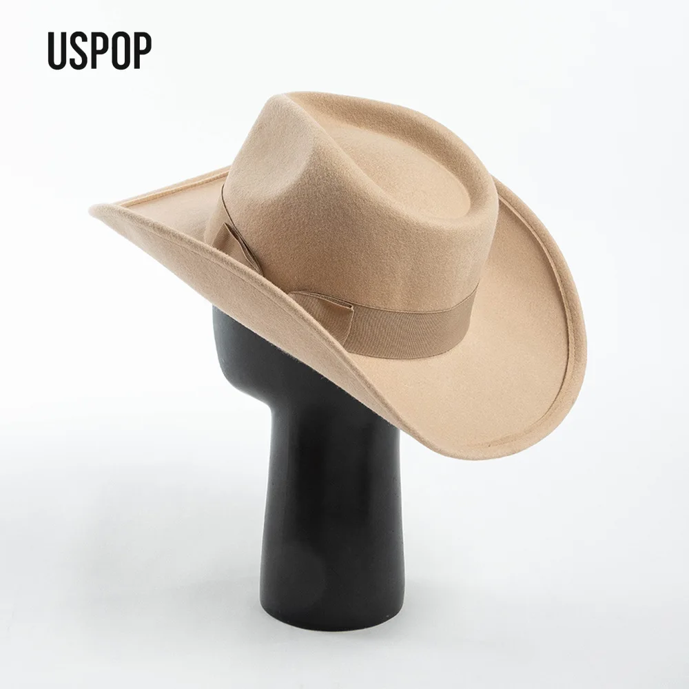 USPOP Unisex Fashion Wool Felt Wide Brim Cowboy Hat with Bow Women Men Vintage Warm Fedora
USPOP Unisex Fashion Wool Felt Wide Brim Cowboy Hat with Bow Women Men Vintage Warm Fedora