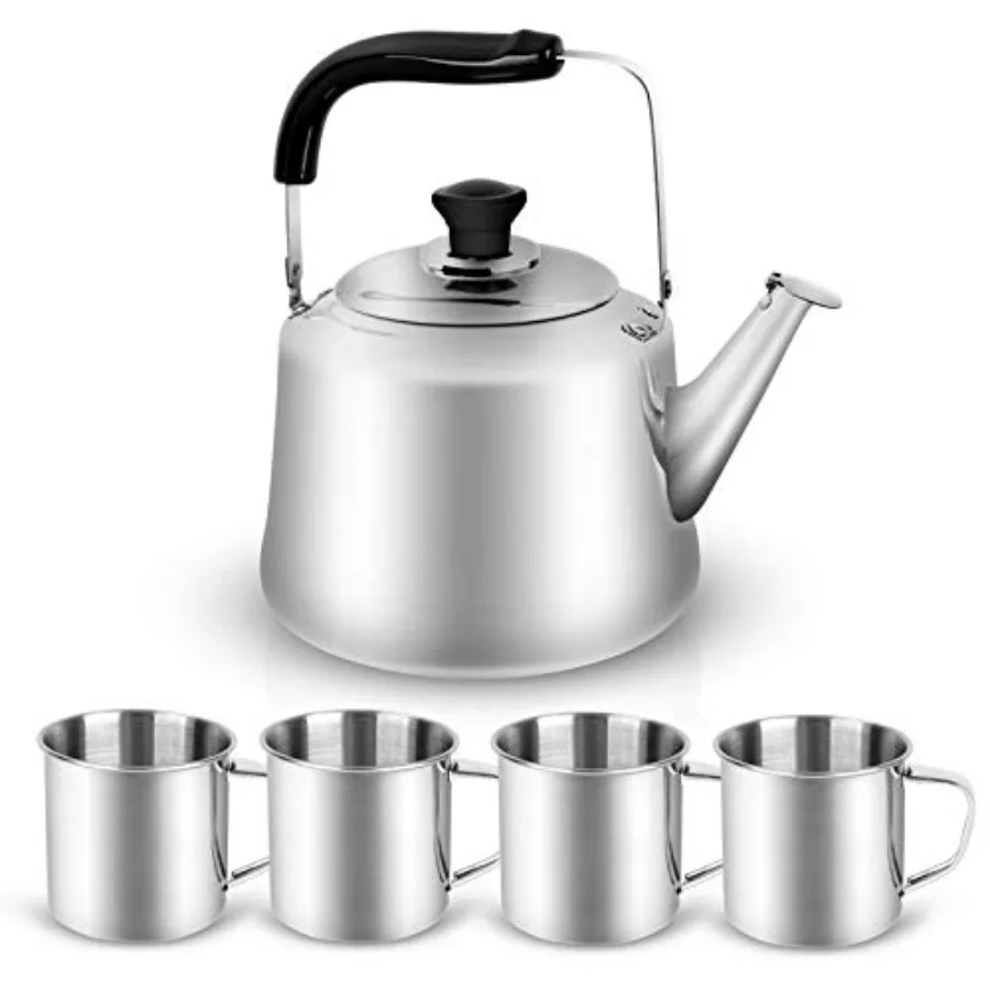 3.8 Quart Camping Tea Kettle Set with 4 Cups, Durable Stainl Steel Camp Tea Pot for Outdoor Hiking, Backpacking, Camping, Picni
3.8 Quart Camping Tea Kettle Set with 4 Cups, Durable Stainl Steel Camp Tea Pot for Outdoor Hiking, Backpacking, Camping, Picni