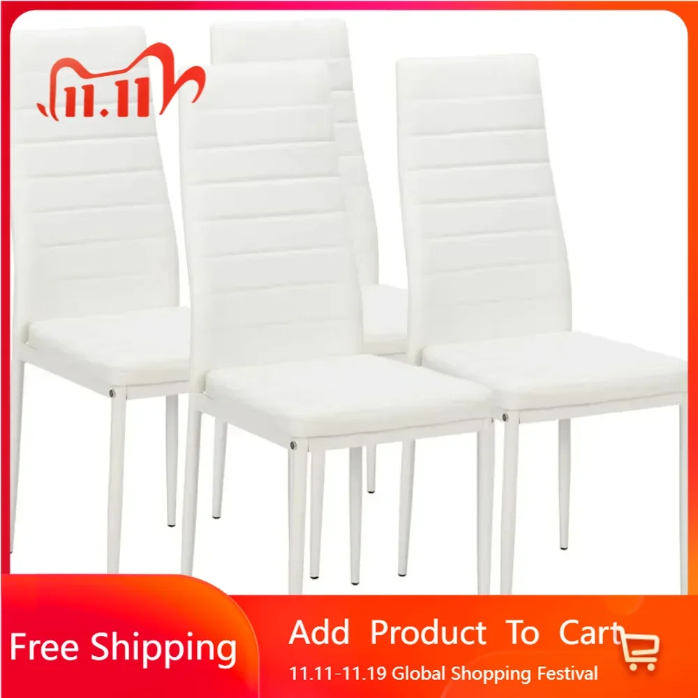 4-piece white restaurant chair set, PU leather, sturdy legs, waterproof seat, high back soft cushion
4-piece white restaurant chair set, PU leather, sturdy legs, waterproof seat, high back soft cushion