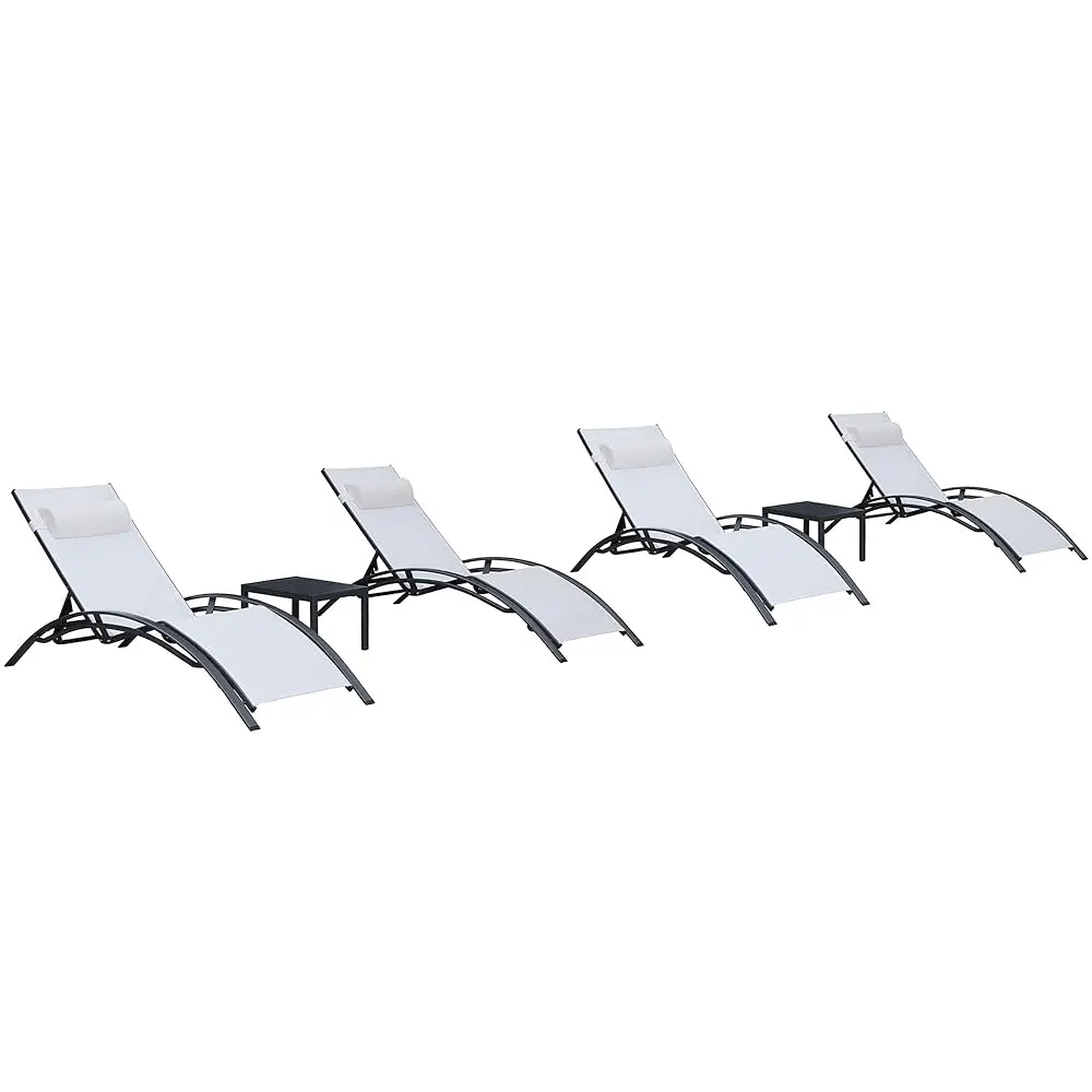 Patio Chaise Lounge Chair Set With 2 Side Table Outdoor Pool Adjustable Recliner Chairs For Outside Beach Poolside Sunbathing
Patio Chaise Lounge Chair Set With 2 Side Table Outdoor Pool Adjustable Recliner Chairs For Outside Beach Poolside Sunbathing