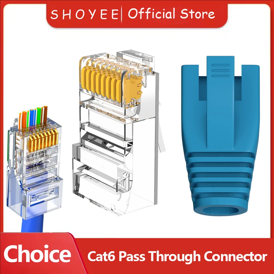 RJ45 Connector CAT6 Pass Through Connectors Crystal End Gold-Plated 8P8C UTP Protective Case Ethernet Network Modular Plug
RJ45 Connector CAT6 Pass Through Connectors Crystal End Gold-Plated 8P8C UTP Protective Case Ethernet Network Modular Plug