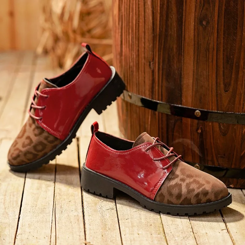 Leopard Print Spliced Low Heel Single Shoes Fashion Round Toe Deep Mouth Lace-Up Soft Sole Non-Slip Low Top Shoes
Leopard Print Spliced Low Heel Single Shoes Fashion Round Toe Deep Mouth Lace-Up Soft Sole Non-Slip Low Top Shoes