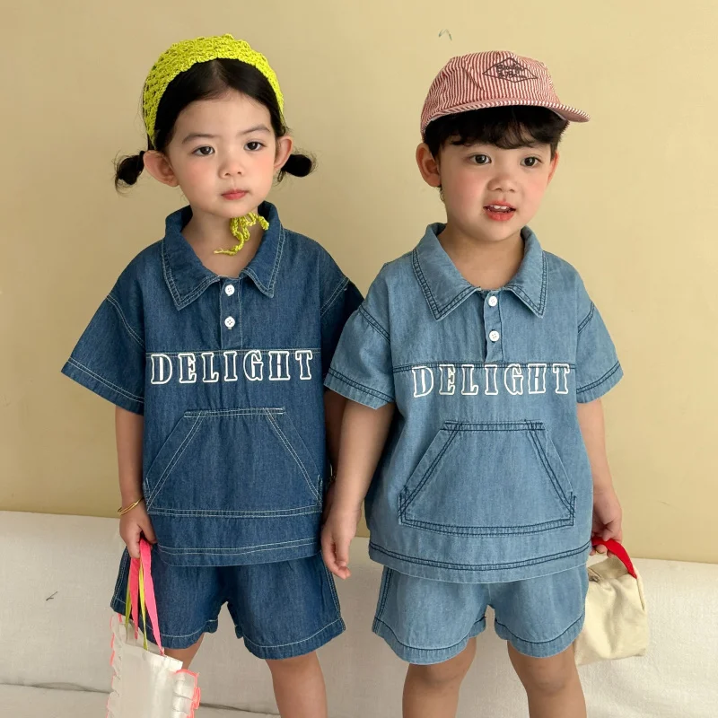 Children's Summer Denim Suit2026New Summer Outfits for Girls, Loose Casual Boys' Short Sleeve Shorts Baby Clothes
Children's Summer Denim Suit2026New Summer Outfits for Girls, Loose Casual Boys' Short Sleeve Shorts Baby Clothes