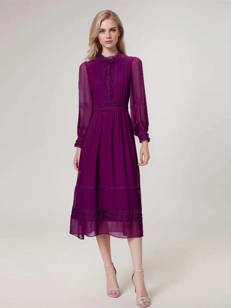 SEQINYY Elegant Purple Dress Spring Autumn New Fashion Design Women Runway Vintage Lace Hollow Out Pleated A-Line High Street
SEQINYY Elegant Purple Dress Spring Autumn New Fashion Design Women Runway Vintage Lace Hollow Out Pleated A-Line High Street