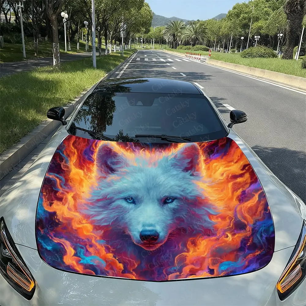 Colorful Flame White Wolf Car Hood Wrap Colorful Vinyl Waterproof Sticker For Trucks, Decorative Bonnet Graphics And Auto Access
Colorful Flame White Wolf Car Hood Wrap Colorful Vinyl Waterproof Sticker For Trucks, Decorative Bonnet Graphics And Auto Access