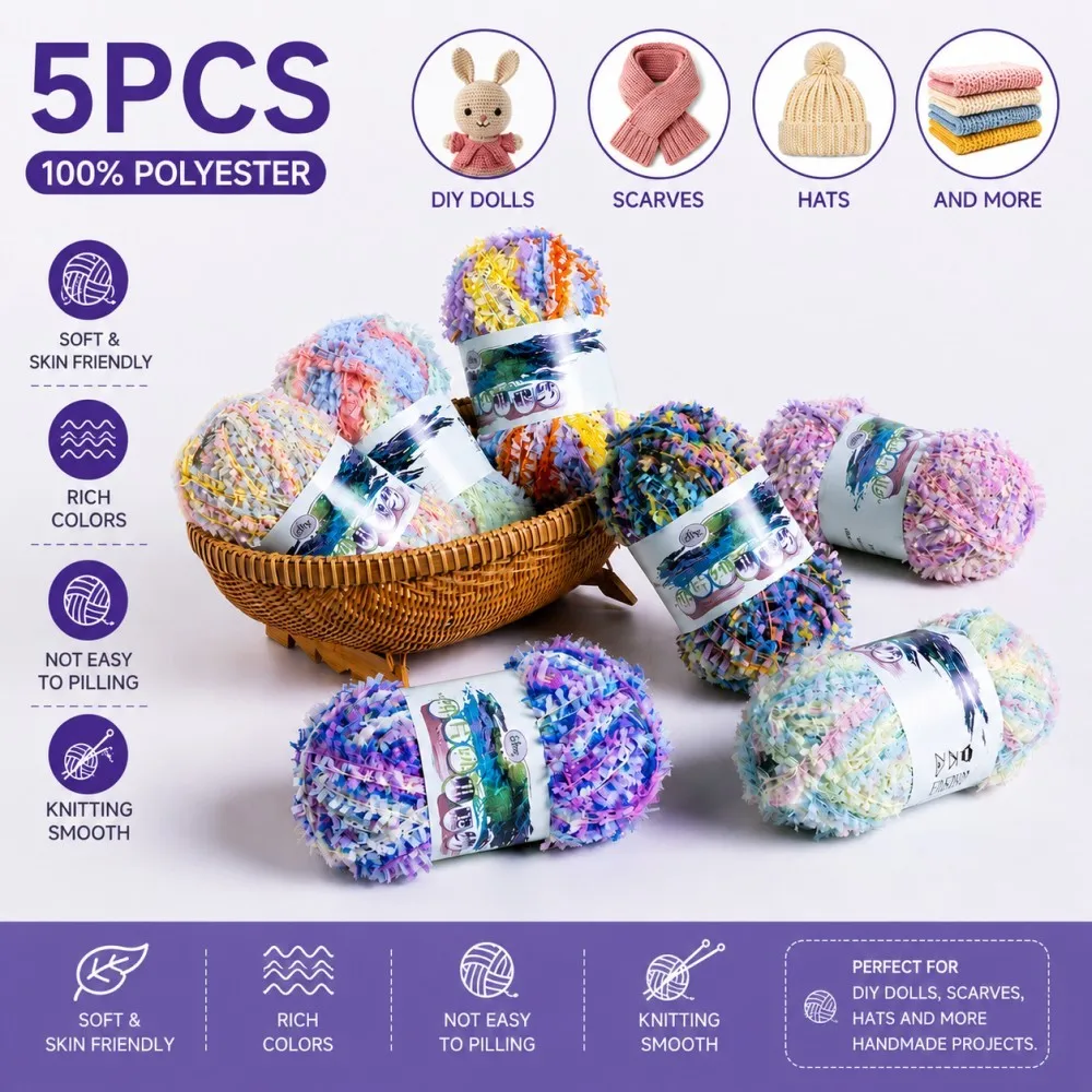 5PCS/250g Skein Fancy Polyester Yarn Hand Knitting Crochet Butterfly Paper Yarn Additional Thread For Scarf Sweater Glove Bag
5PCS/250g Skein Fancy Polyester Yarn Hand Knitting Crochet Butterfly Paper Yarn Additional Thread For Scarf Sweater Glove Bag
