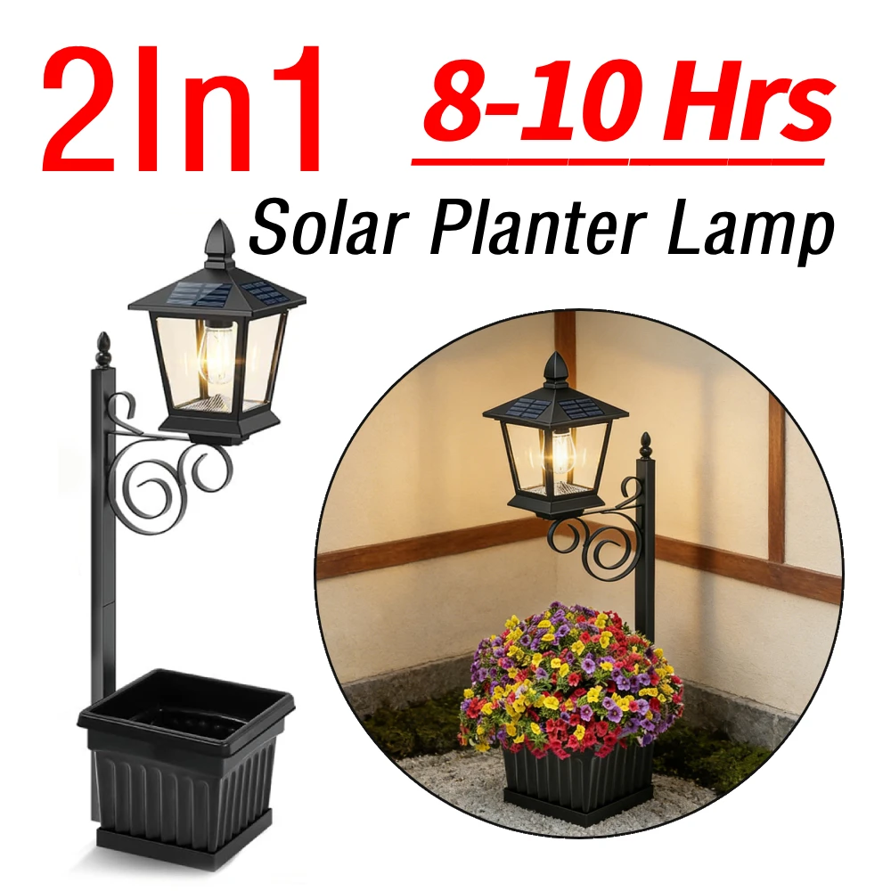 Wall-Mounted Solar Garden Light 8-10 Hrs Long Lighting Solar Powered Pathway Light with Planter for Garden (No Flowers Included)
Wall-Mounted Solar Garden Light 8-10 Hrs Long Lighting Solar Powered Pathway Light with Planter for Garden (No Flowers Included)