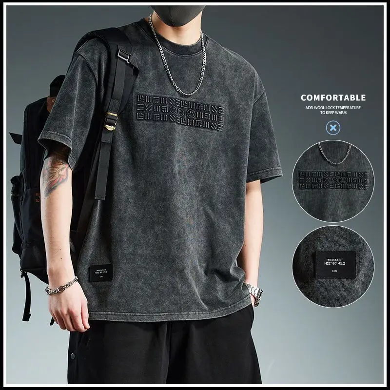 Vintage Plus Size Tops Tees Men's Summer New Short Sleeve Solid All-match Print Letter T Shirts Fashion Casual Men Clothing
Vintage Plus Size Tops Tees Men's Summer New Short Sleeve Solid All-match Print Letter T Shirts Fashion Casual Men Clothing