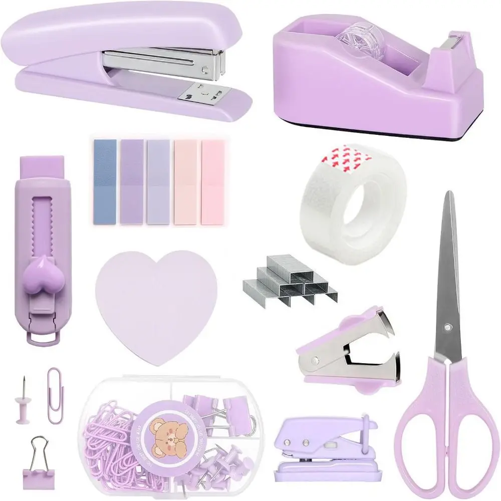 Tape Dispenser Stapler Set Staple Remover Scissor and Tabs Office Stationery Kit Paper Clips Macaron Color Desk Accessories
Tape Dispenser Stapler Set Staple Remover Scissor and Tabs Office Stationery Kit Paper Clips Macaron Color Desk Accessories