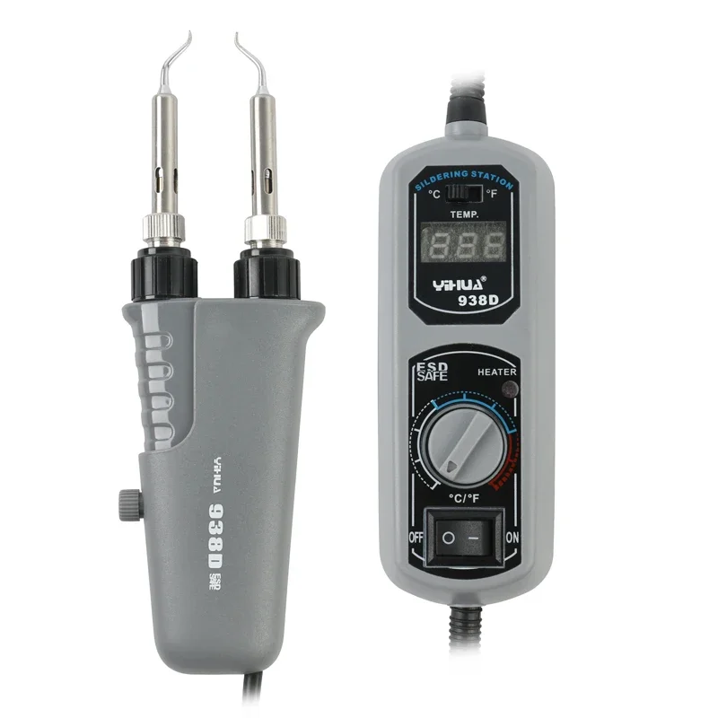 Портативная цифровая мини-паяльная станция YIHUA 938D 120W с пинцетом для пайки, инструменты для ремонта BGA и SMD.
Портативная цифровая мини-паяльная станция YIHUA 938D 120W с пинцетом для пайки, инструменты для ремонта BGA и SMD.