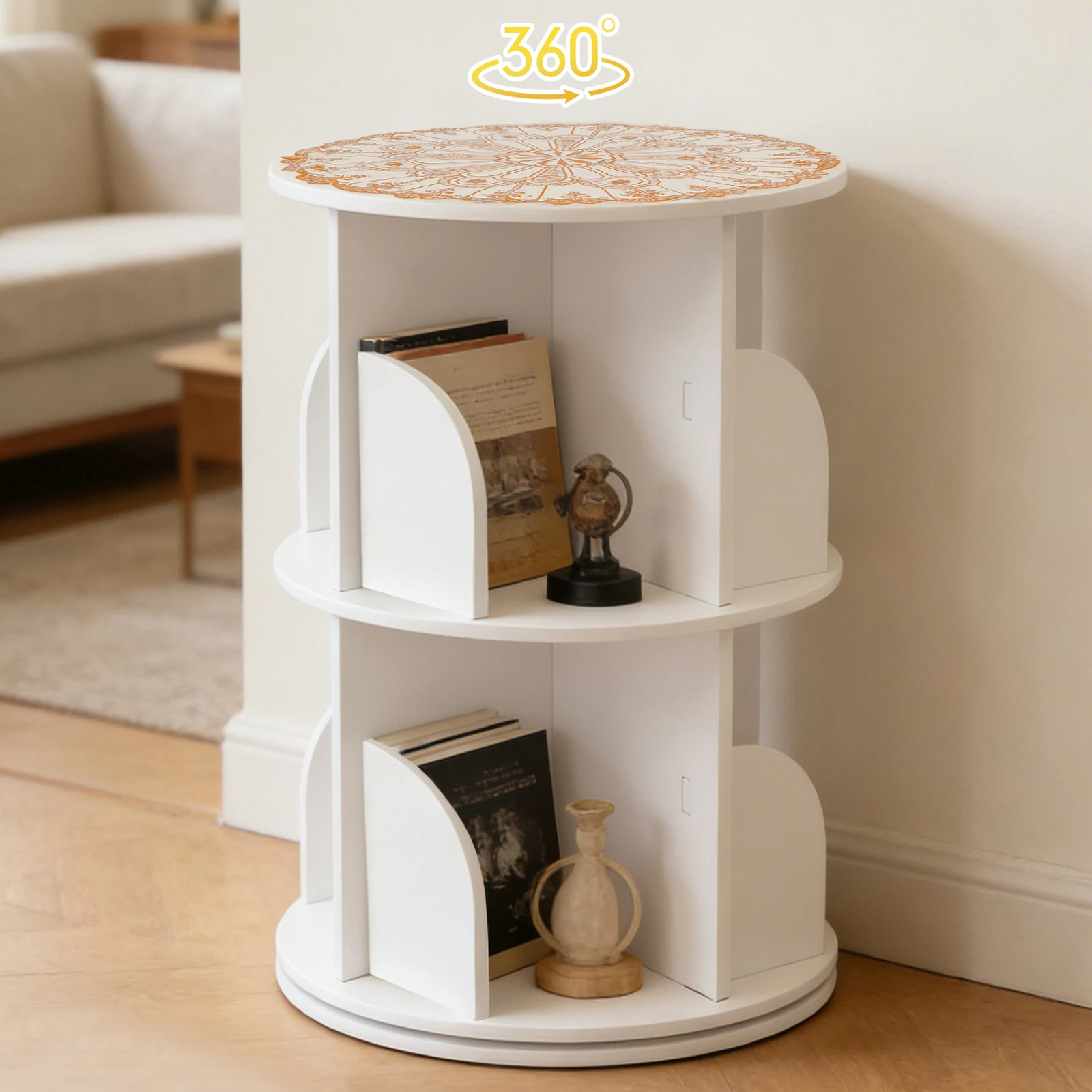 360° Rotating Bookshelf 2-Tier White 132lbs Capacity PVC Bookcase with 8 Compartments for Living Room Bedroom Kids Room Study
360° Rotating Bookshelf 2-Tier White 132lbs Capacity PVC Bookcase with 8 Compartments for Living Room Bedroom Kids Room Study