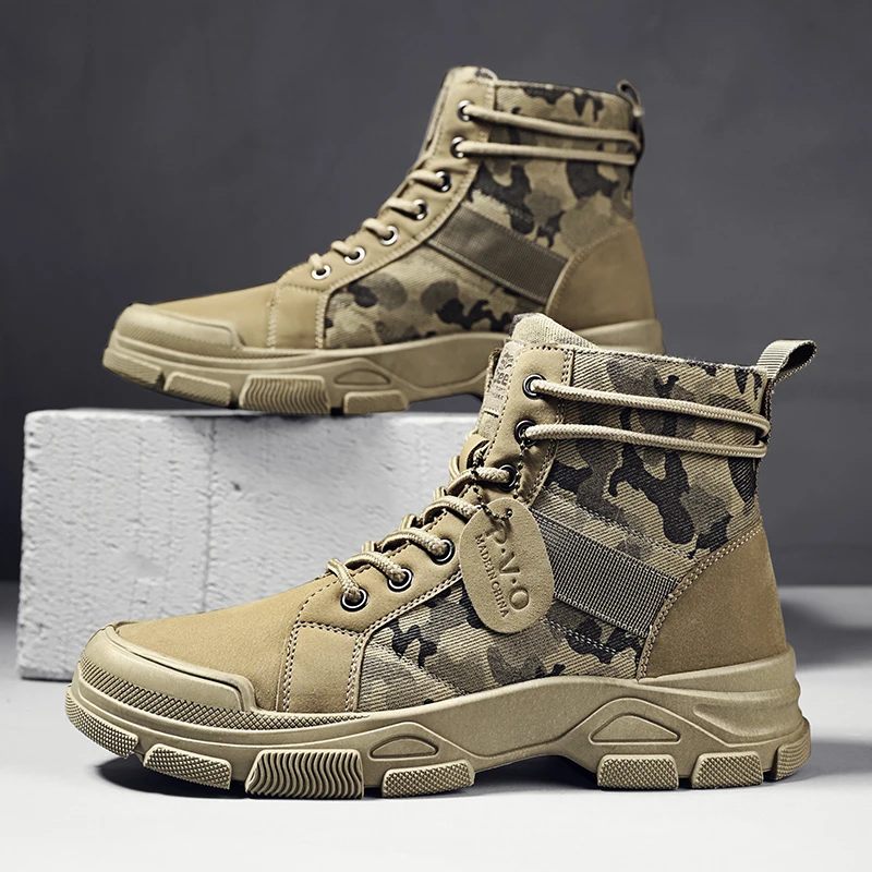 Hiking Shoes Outdoor Non-slip Camouflage Boots Men's Mid-top Men's Boots Platform Stylish Vintage Lace-up Work Shoes
Hiking Shoes Outdoor Non-slip Camouflage Boots Men's Mid-top Men's Boots Platform Stylish Vintage Lace-up Work Shoes