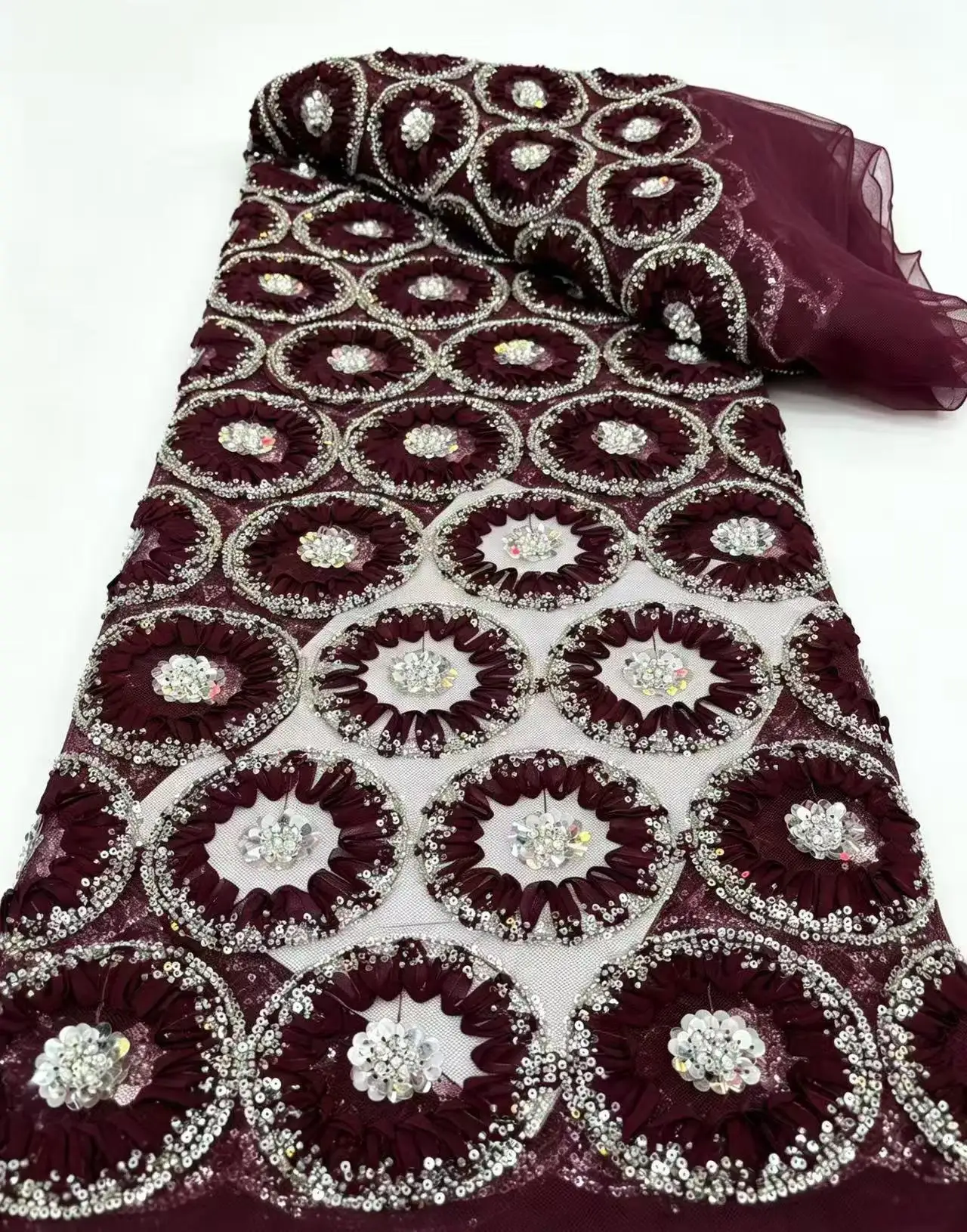 Luxury African Sequin Lace Fabric Beaded Mesh Embroidery High-Quality Nigerian Wedding Party Dresses for Women 2026
Luxury African Sequin Lace Fabric Beaded Mesh Embroidery High-Quality Nigerian Wedding Party Dresses for Women 2026