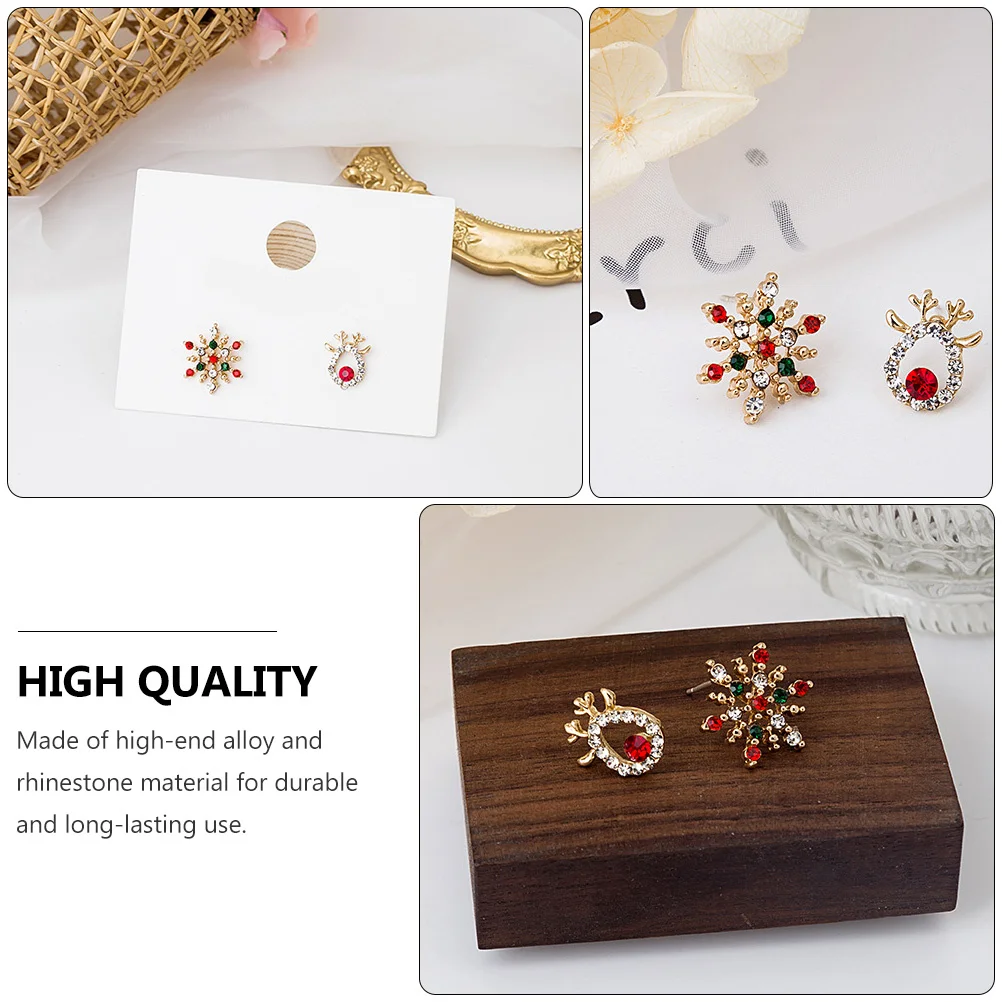 Decorative Earrings Christmas Earbob Rhinestone Inlaid Asymmetric Elk Studs Exquisite 
Decorative Earrings Christmas Earbob Rhinestone Inlaid Asymmetric Elk Studs Exquisite