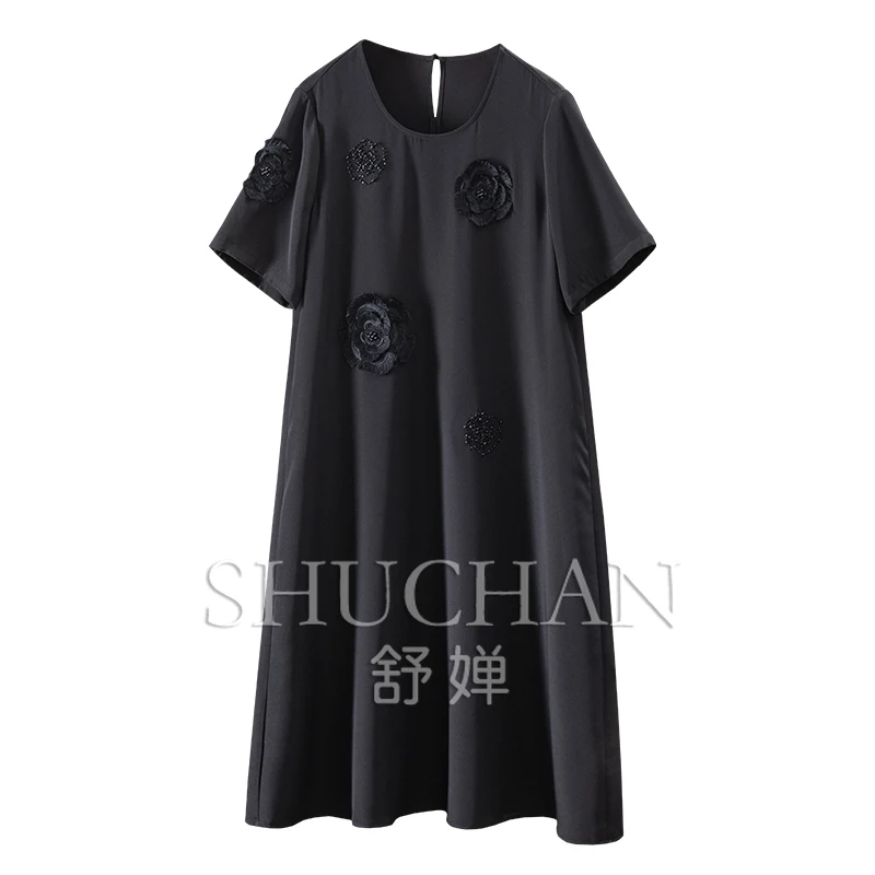 Light Luxury, Classic Little Black Dress, Heavy Industry Embroidery Bead Round Neck Silk Dress Women
Light Luxury, Classic Little Black Dress, Heavy Industry Embroidery Bead Round Neck Silk Dress Women