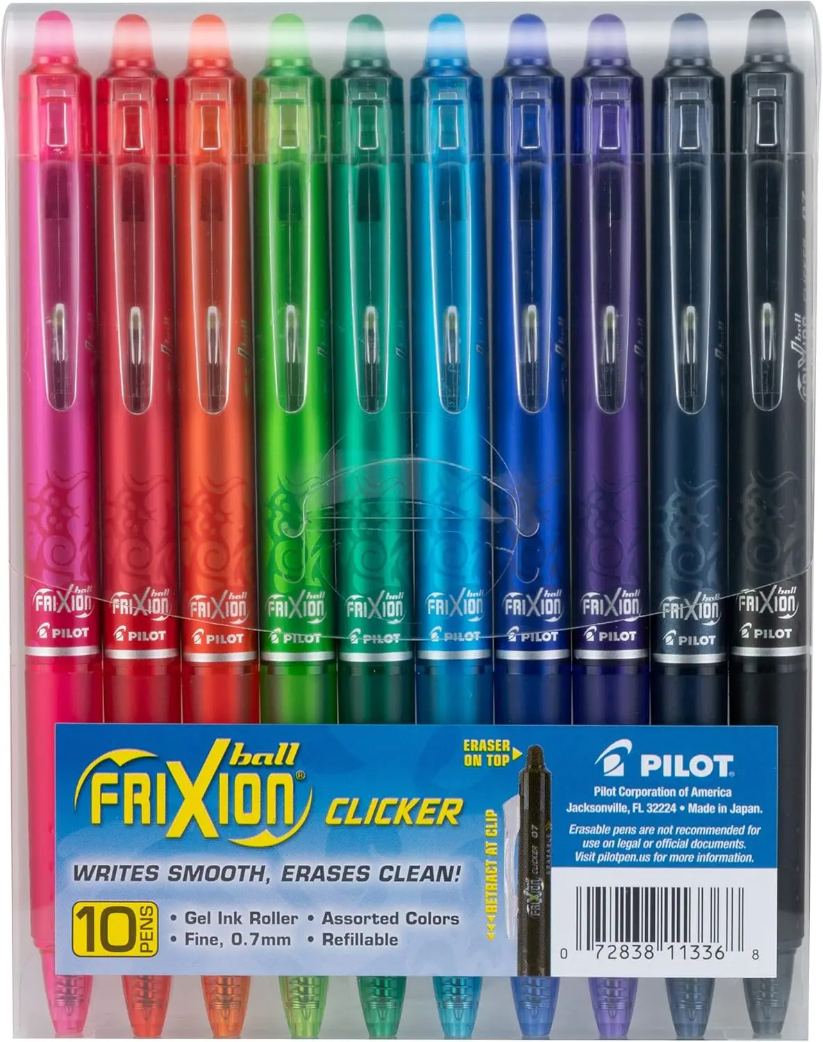 FriXion Clicker Erasable, Refillable & Retractable Gel Ink Pens Fine Point 0.7mm, Erasable Pens, Assorted Color Inks, 10-Pack Po
FriXion Clicker Erasable, Refillable & Retractable Gel Ink Pens Fine Point 0.7mm, Erasable Pens, Assorted Color Inks, 10-Pack Po