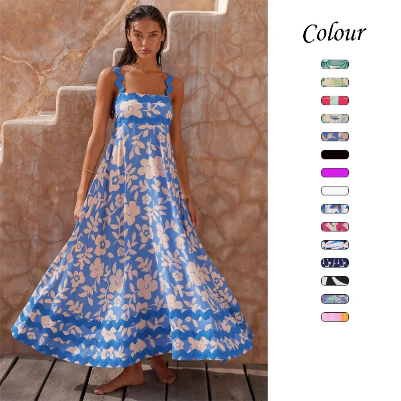 Women's 2025 Spring Summer New Sexy Sleeveless Strap Skirt Fashion Plant Flower Printed Long Zipper Casual Loose Dress For Women
Women's 2025 Spring Summer New Sexy Sleeveless Strap Skirt Fashion Plant Flower Printed Long Zipper Casual Loose Dress For Women
