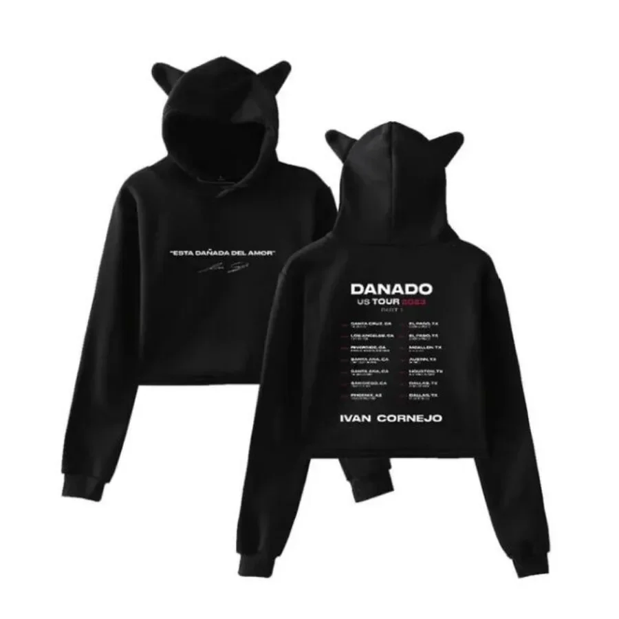 Ivan Cornejo Danado US Tour 2023 Crop Top Hoodie for Girls Streetwear Hip Hop Kawaii Cat Ear Harajuku Cropped Sweatshirt
Ivan Cornejo Danado US Tour 2023 Crop Top Hoodie for Girls Streetwear Hip Hop Kawaii Cat Ear Harajuku Cropped Sweatshirt