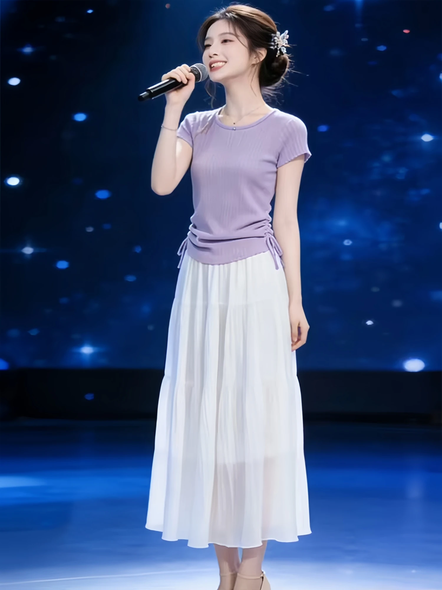 Women's Slim Fit Purple round Neck Knitted Short Sleeve T-Shirt And White Skirt Two Piece Set Casual Style Spring Summer...
Women's Slim Fit Purple round Neck Knitted Short Sleeve T-Shirt And White Skirt Two Piece Set Casual Style Spring Summer...