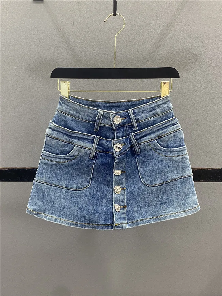 American Style High Waist A-Line Skirt Women's Summer Single Button Slimming Denim Skirt Casual Cotton Polyester Blend
American Style High Waist A-Line Skirt Women's Summer Single Button Slimming Denim Skirt Casual Cotton Polyester Blend