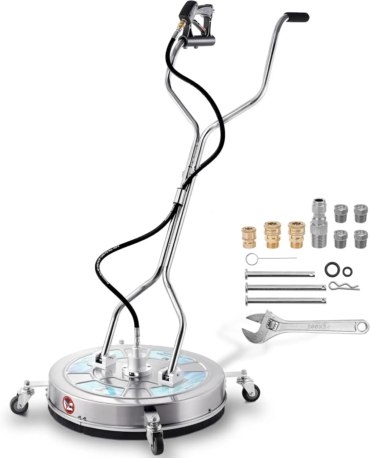24 Pressure Washer Surface Cleaner Attachment with Dual Handles Stainless Steel Driveway Cleaner for Power Washer with Wheels
24 Pressure Washer Surface Cleaner Attachment with Dual Handles Stainless Steel Driveway Cleaner for Power Washer with Wheels