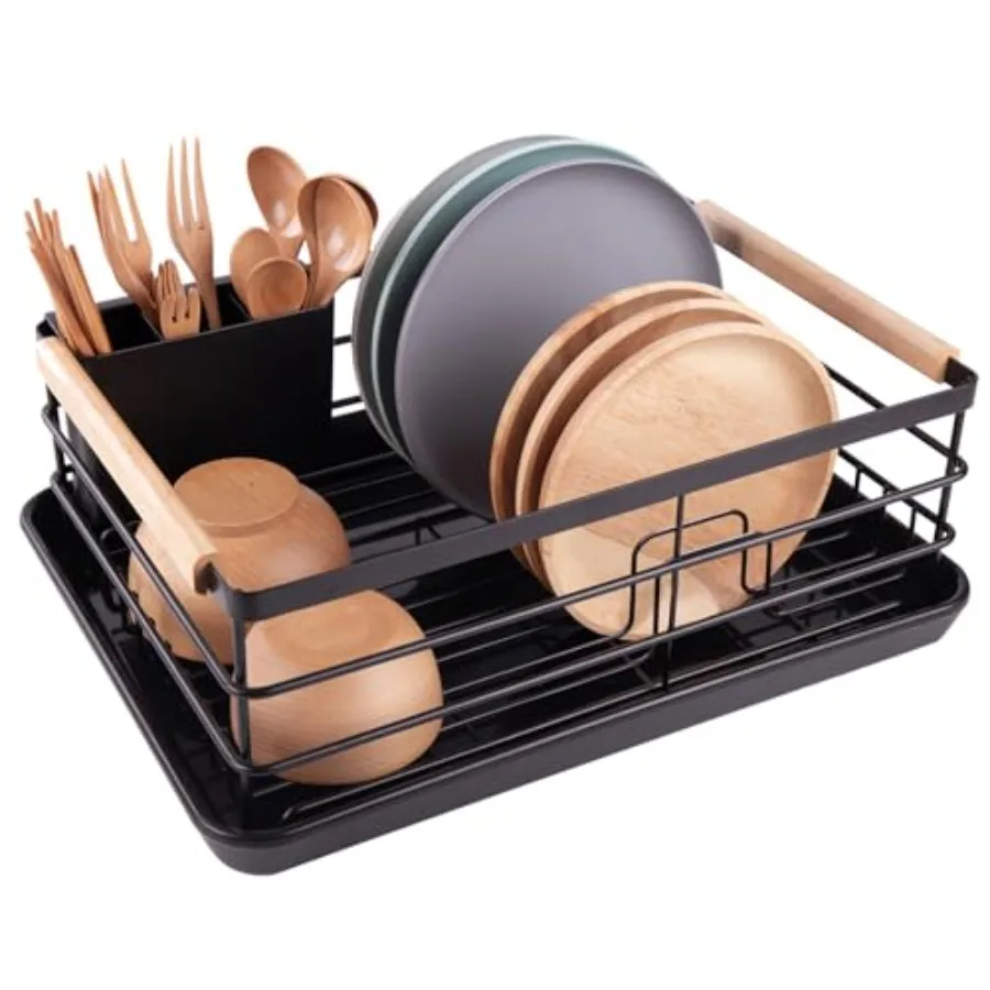 Dish Drying Rack Dish Racks for Kitchen Counter Stainless Steel Dish Drainer with Removable Cutlery Holder and Drainboard Black
Dish Drying Rack Dish Racks for Kitchen Counter Stainless Steel Dish Drainer with Removable Cutlery Holder and Drainboard Black