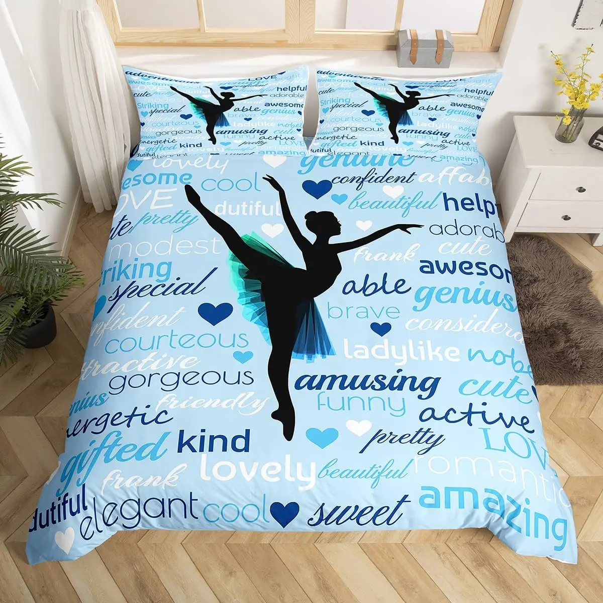 Gymnastics Ballet Lovers Duvet Cover Set Full Twin Size,Beauty Silhouette Polyester Bedding Set For Kids Teens Adults Room Decor
Gymnastics Ballet Lovers Duvet Cover Set Full Twin Size,Beauty Silhouette Polyester Bedding Set For Kids Teens Adults Room Decor