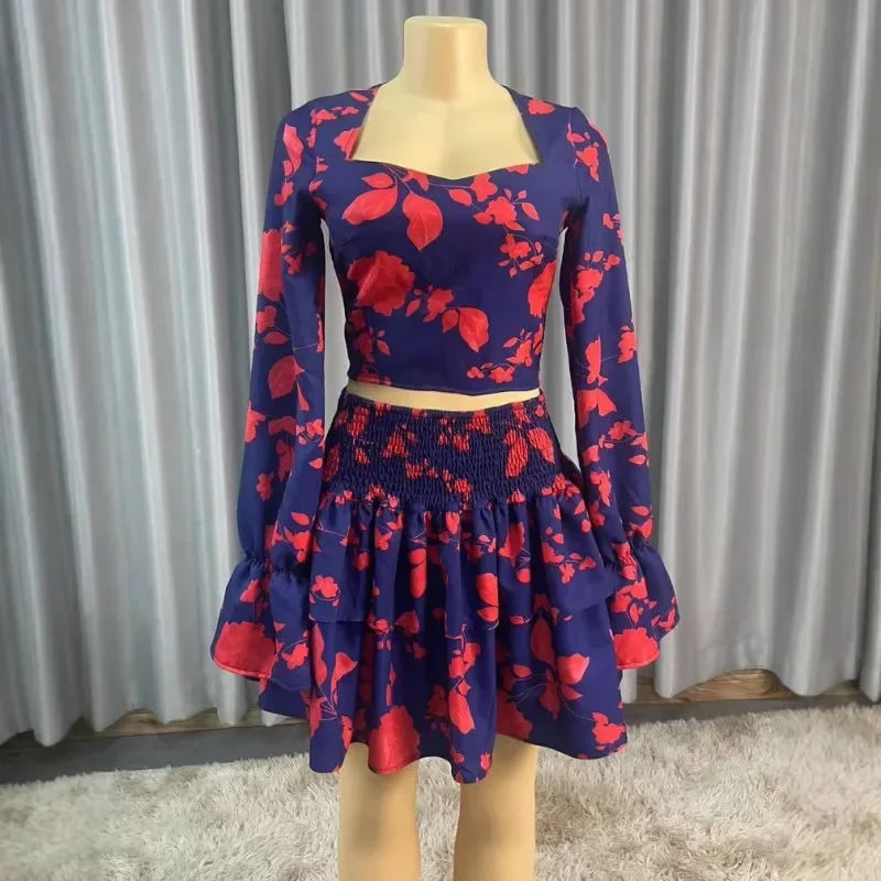 Summer African Clothes for Women Elegant Long Sleeve Polyester Print Top Skirt Matching Sets Outfits Dashiki African Clothing
Summer African Clothes for Women Elegant Long Sleeve Polyester Print Top Skirt Matching Sets Outfits Dashiki African Clothing