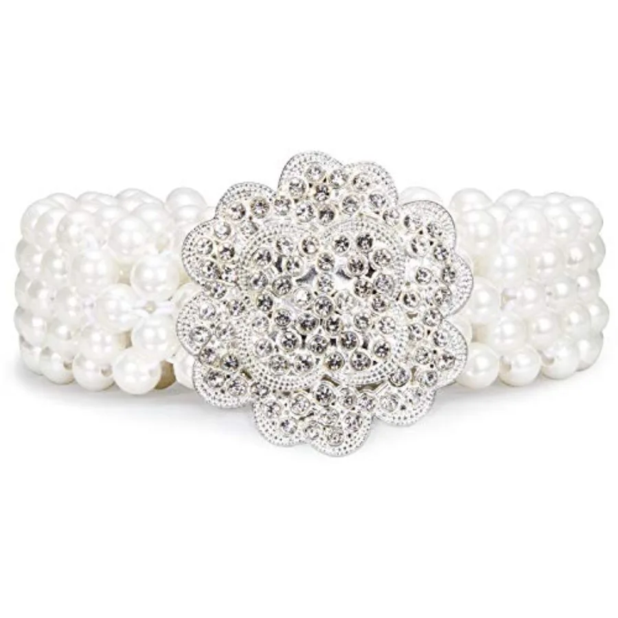 Dubulle Women's Pearl Belt Bridal Elastic Ivory Crystal Beaded Sash for Wedding Dress Prom
Dubulle Women's Pearl Belt Bridal Elastic Ivory Crystal Beaded Sash for Wedding Dress Prom