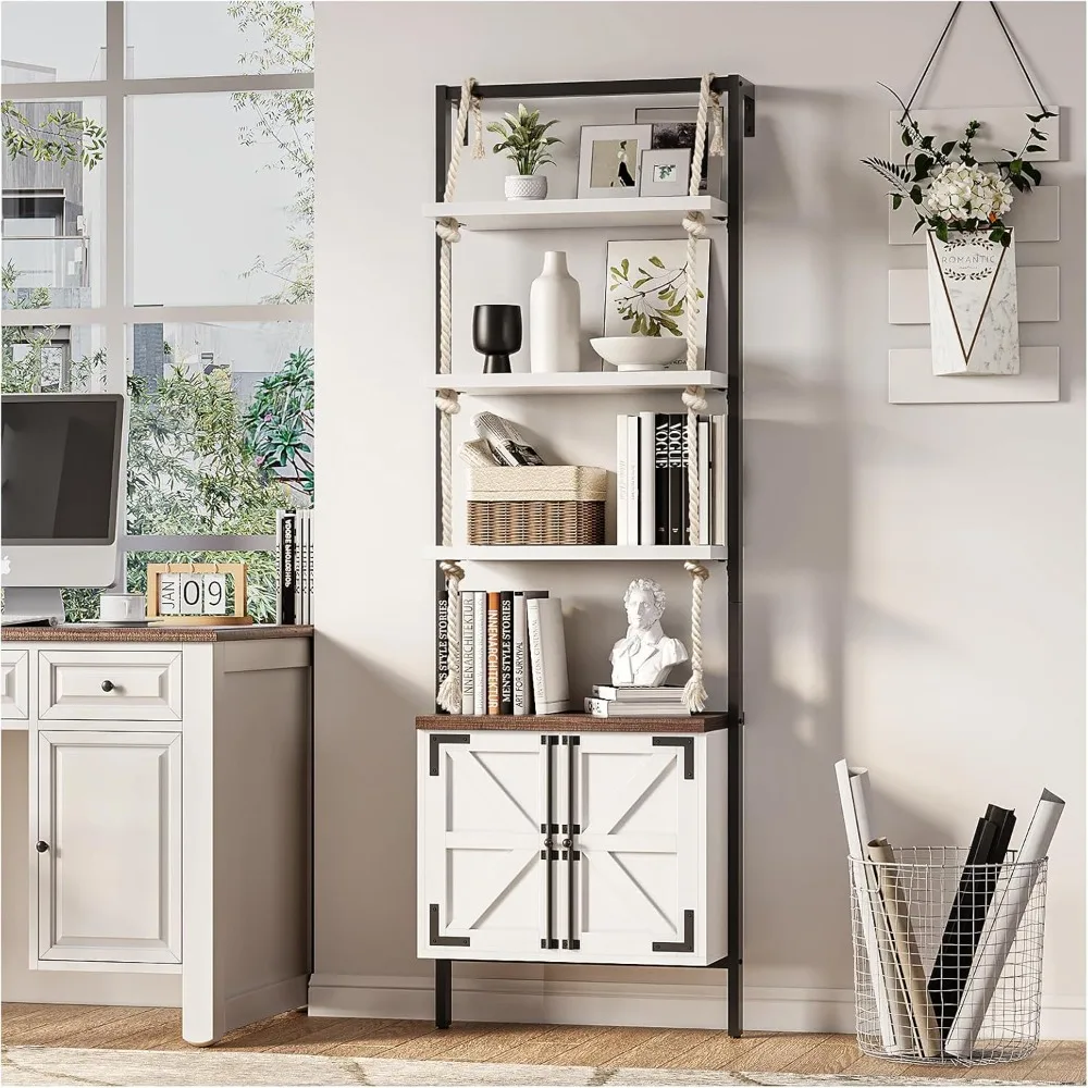 Farmhouse Bookshelf with Storage,71" Tall Industrial Bookcase with Shelves and Cabinet,5 Tier,Wall Mounted Ladder Shelf with Dis
Farmhouse Bookshelf with Storage,71" Tall Industrial Bookcase with Shelves and Cabinet,5 Tier,Wall Mounted Ladder Shelf with Dis