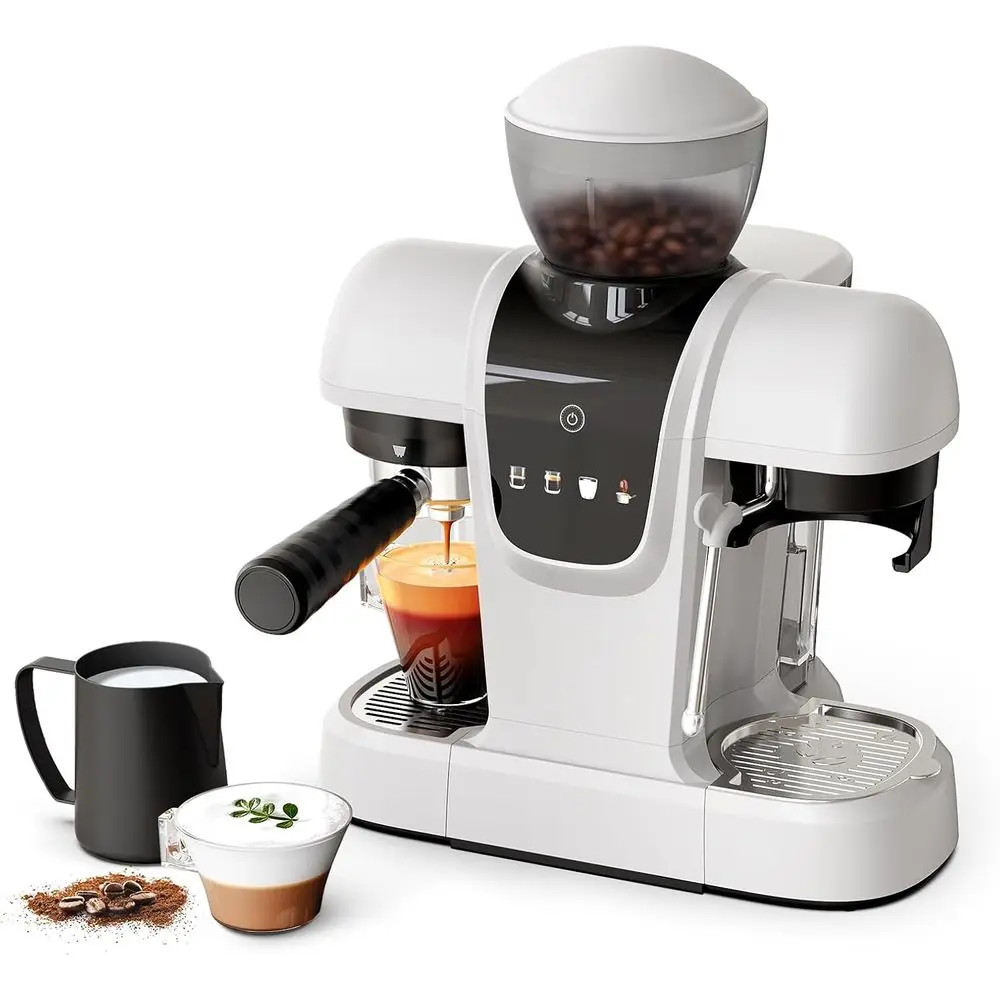 20 Bar hine with Grinder & Steam Wand - Semi Automatic Coee Maker, NTC Intelligent Temp Control, 58mm StainlSteel Portailter, On
20 Bar hine with Grinder & Steam Wand - Semi Automatic Coee Maker, NTC Intelligent Temp Control, 58mm StainlSteel Portailter, On