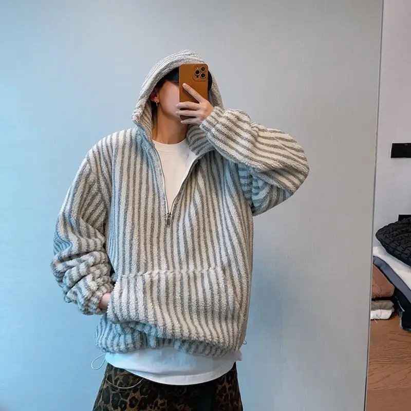 plus Size Men's Cotton Jacket 300 Pounds Sheepskin Vertical Stripes Thickened Half Zipper Hooded Coat Warm American Style
plus Size Men's Cotton Jacket 300 Pounds Sheepskin Vertical Stripes Thickened Half Zipper Hooded Coat Warm American Style