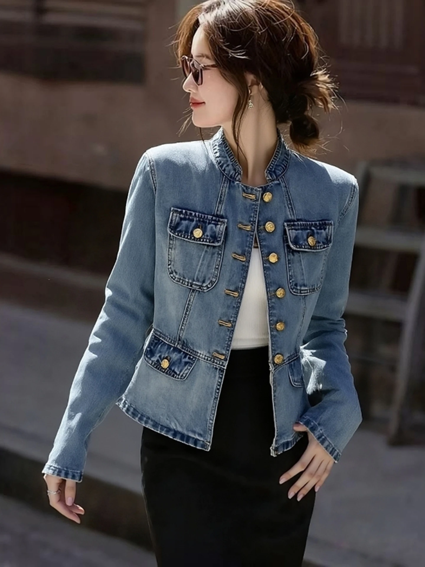 Синий джинсовый джинсовый джинсовый топ в стиле ретро с воротником-стойкой, женский облегающий топ с завязкой на талии, весна 2026, новинка Sle Casual Faion
Синий джинсовый джинсовый джинсовый топ в стиле ретро с воротником-стойкой, женский облегающий топ с завязкой на талии, весна 2026, новинка Sle Casual Faion