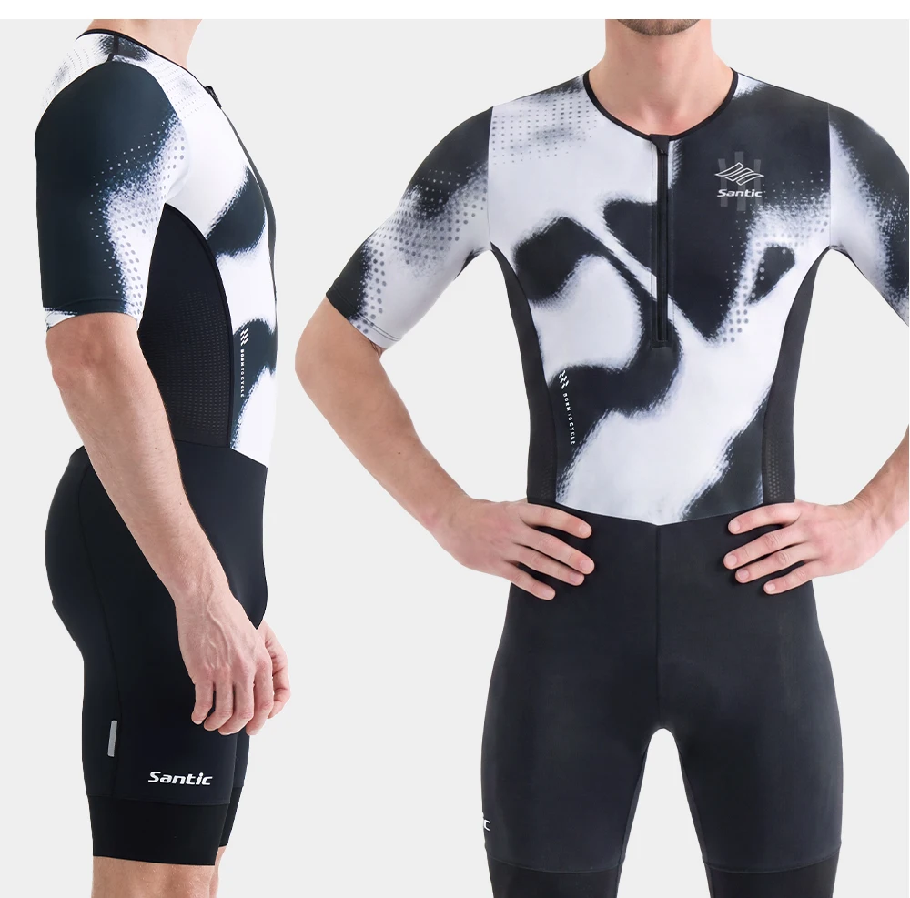 Santic Men Short Sleeve Triathlon Cycling Skinsuit Breathable Elastic Jumpsuit with 80KG High Density Cushion Pad KM26C03030W
Santic Men Short Sleeve Triathlon Cycling Skinsuit Breathable Elastic Jumpsuit with 80KG High Density Cushion Pad KM26C03030W