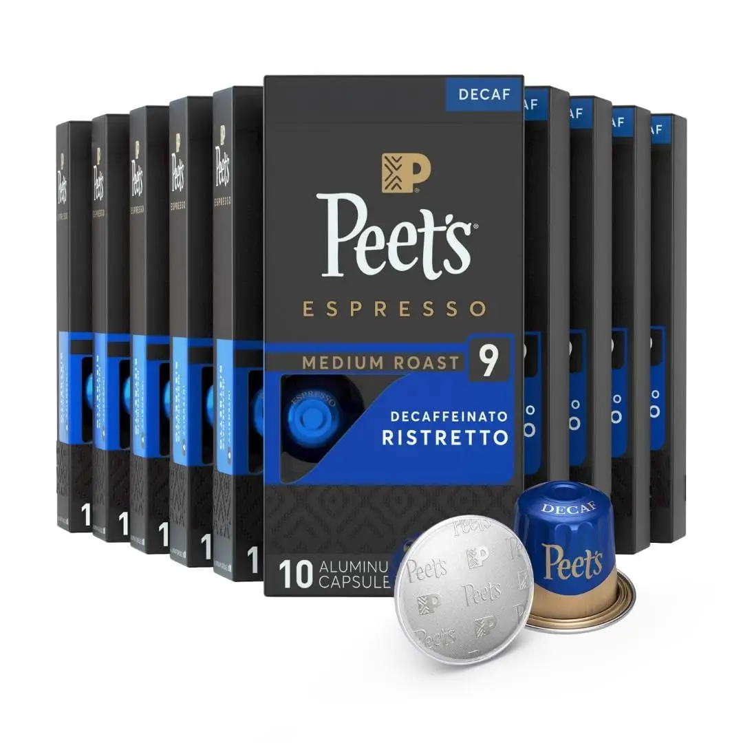 Peet's Coffee, Medium Roast Decaf Espresso Capsules, Compatible with Nespresso Original Machine - Decaf Ristretto Intensity
Peet's Coffee, Medium Roast Decaf Espresso Capsules, Compatible with Nespresso Original Machine - Decaf Ristretto Intensity
