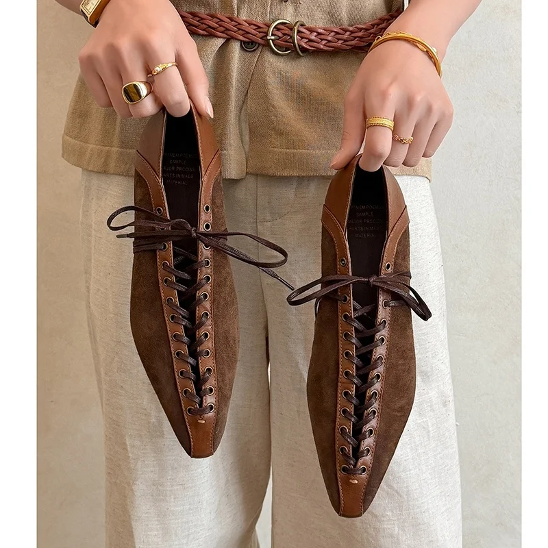 MKKHOU Fashion Pumps New High Quality Genuine Leather Shoes with Suede Splicing and Lace up Low Heel Women's Shoes
MKKHOU Fashion Pumps New High Quality Genuine Leather Shoes with Suede Splicing and Lace up Low Heel Women's Shoes