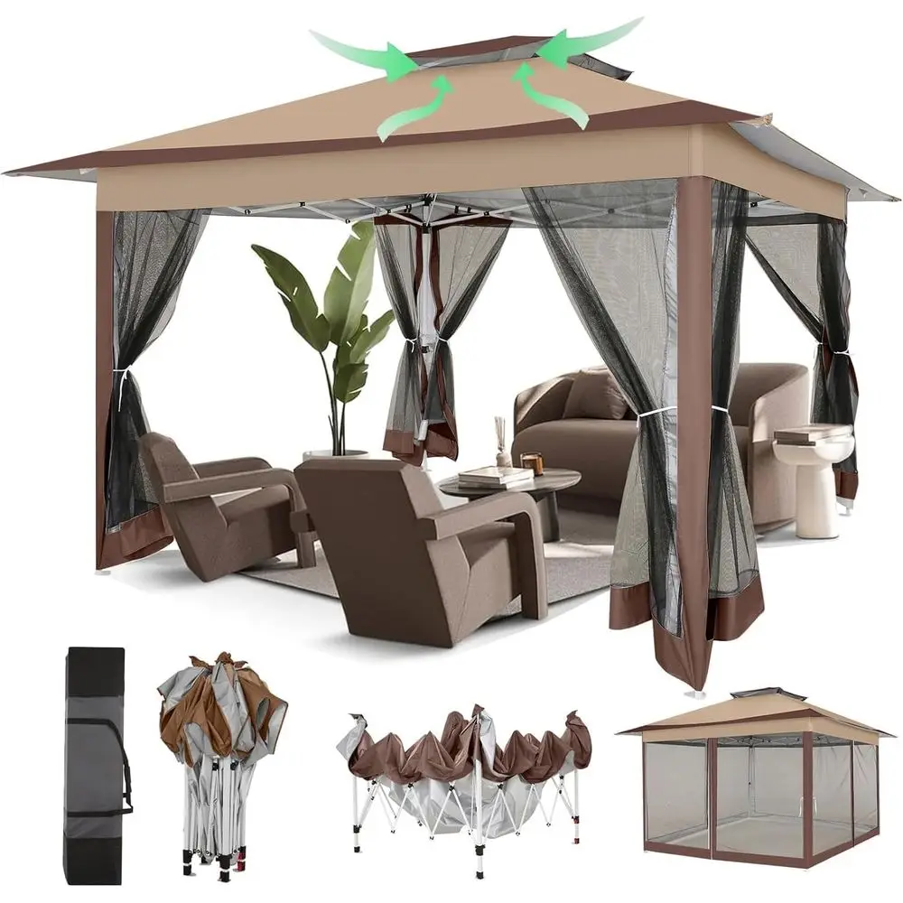 12x12 Waterproof Outdoor Gazebo with Portable Design and Mosquito Netting
12x12 Waterproof Outdoor Gazebo with Portable Design and Mosquito Netting